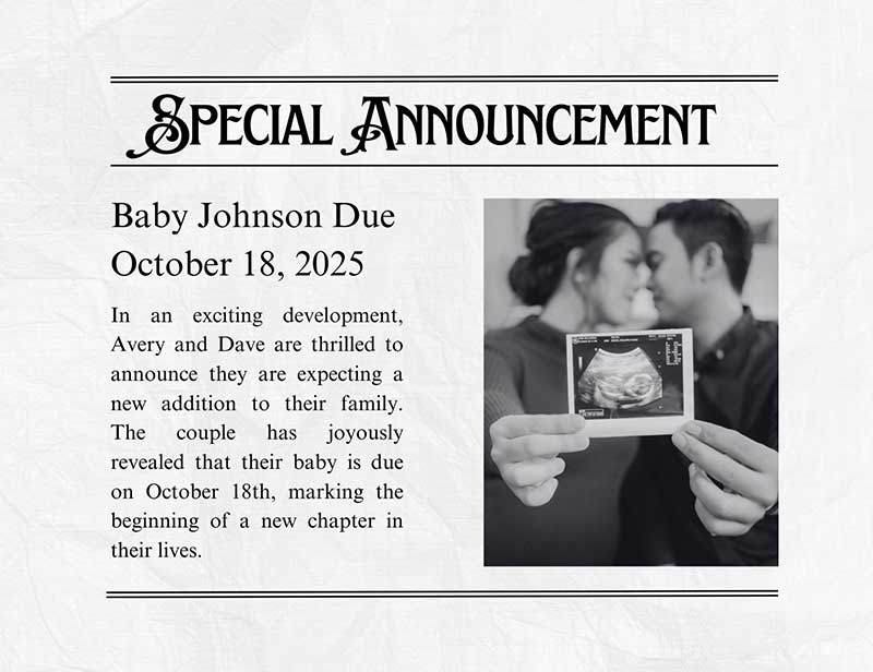 Special Announcement Custom Label Gift